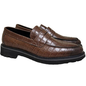 INC INTL Concepts Men Vance Slip On Penny Loafers Size US 9.5M Brown Croc